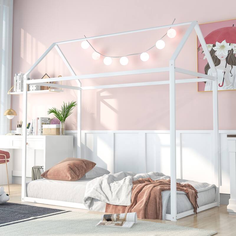 House Bed Frame Twin Size , Kids Bed Frame Metal Platform Bed Floor Bed